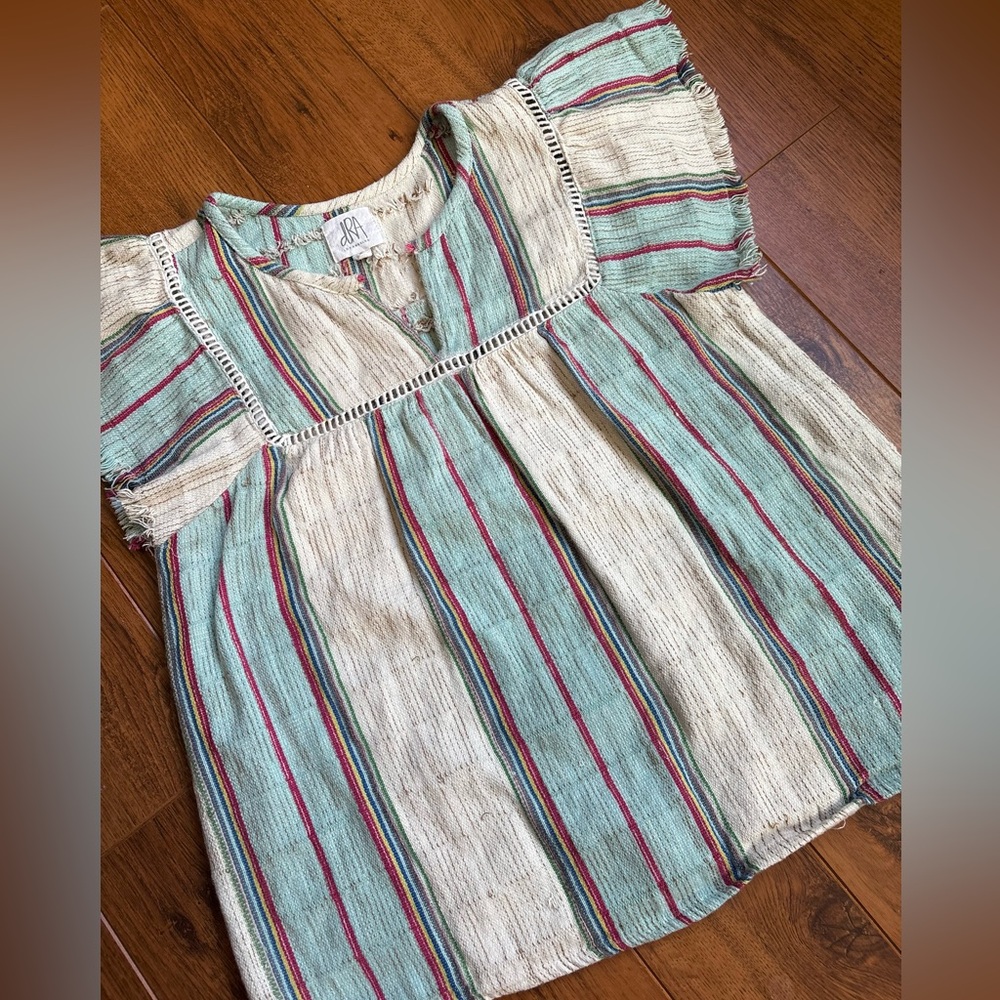 Women's Anthropologie dRA Striped frayed sleeve boho top. Size Small - Picture 3 of 7